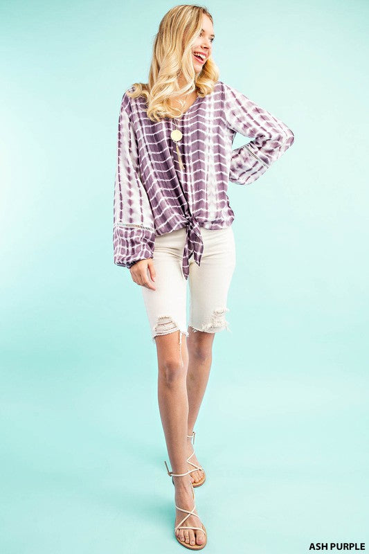 Kori Tie Dye Knot Top - Ash Purple