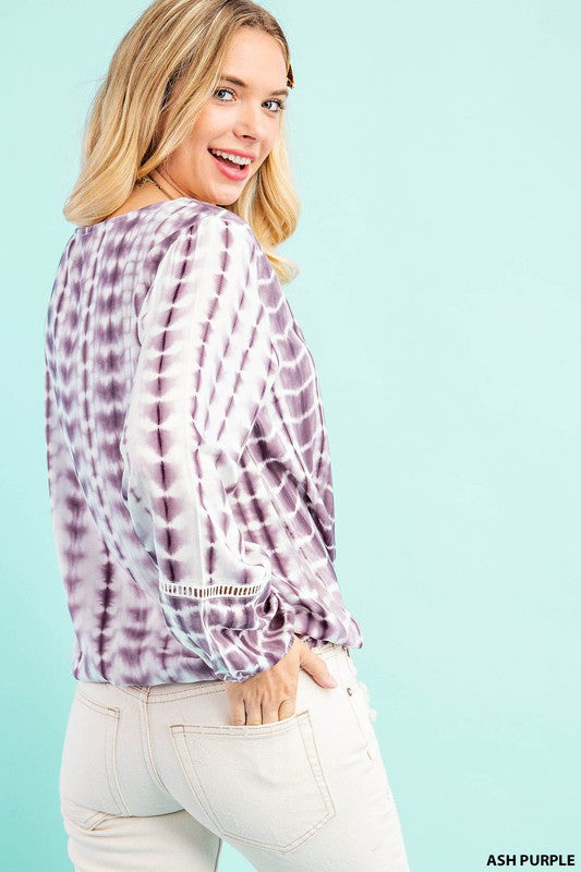 Kori Tie Dye Knot Top - Ash Purple