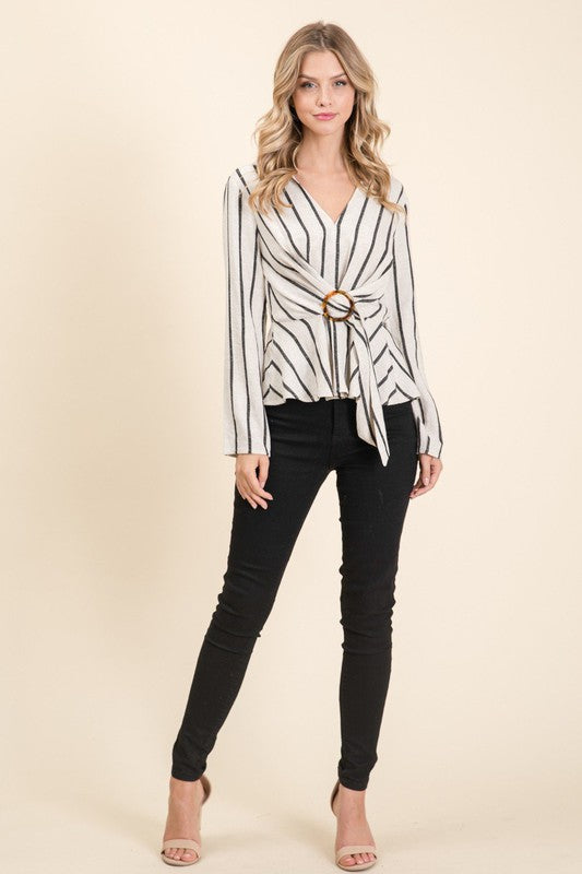 Lumiere Bethany Top - Stripe Natural/Black