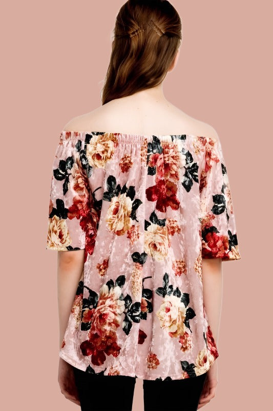 *SALE Mittoshop Velvet Floral Blouse - Blush Rose