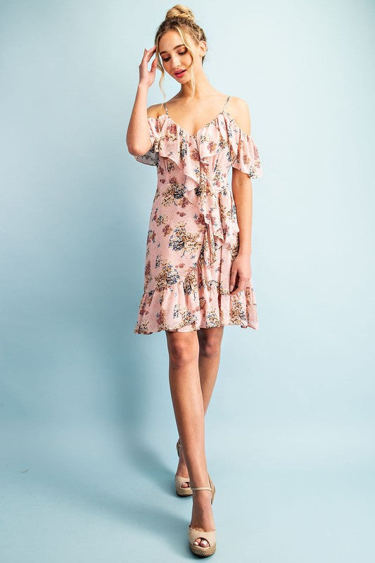 Eesome Adeline Floral Wrap Dress - Blush