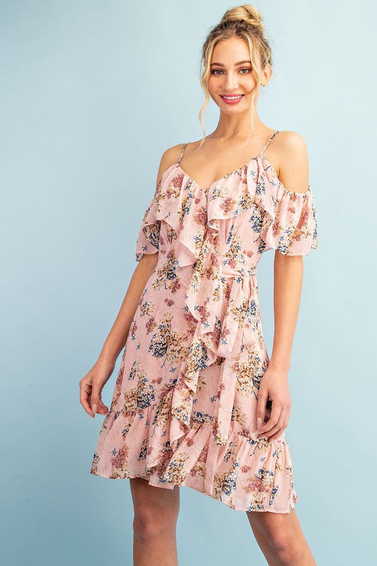 Eesome Adeline Floral Wrap Dress - Blush
