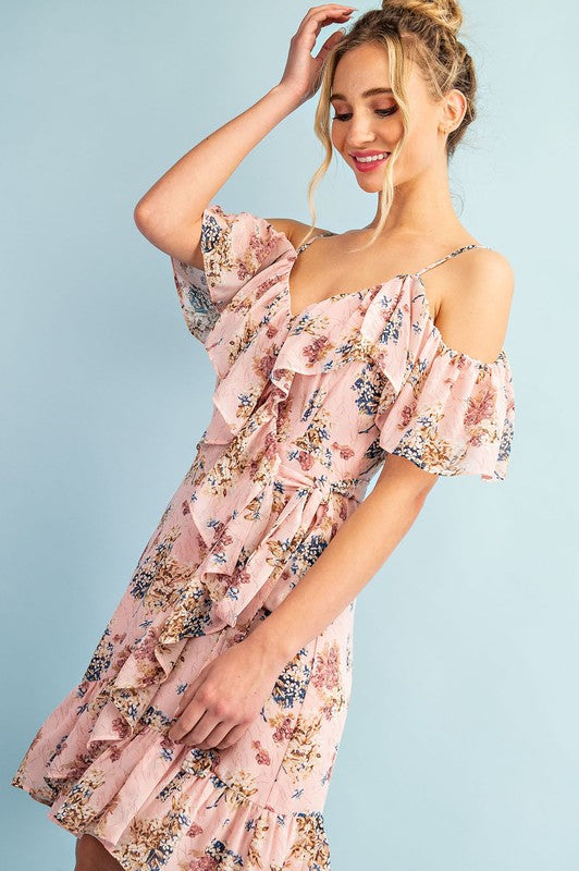 Eesome Adeline Floral Wrap Dress - Blush