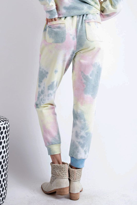Easel Tie Dye Jogger Sweatpants - Sage Pink