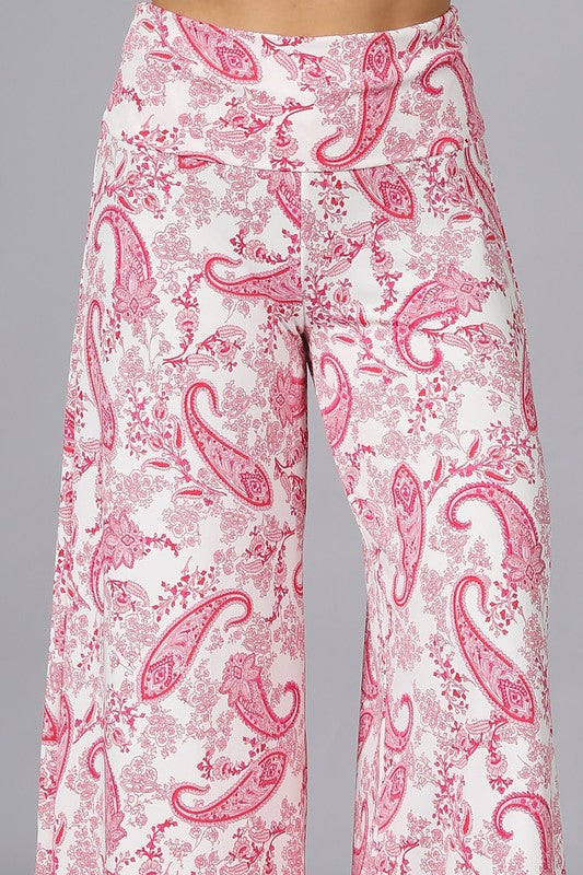 Chatoyant Plus Paisley Palazzo Pants - Pink Multi