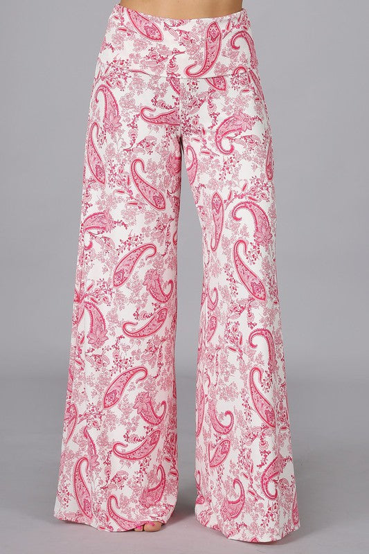 Chatoyant Plus Paisley Palazzo Pants - Pink Multi