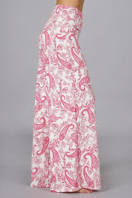 Chatoyant Plus Paisley Palazzo Pants - Pink Multi
