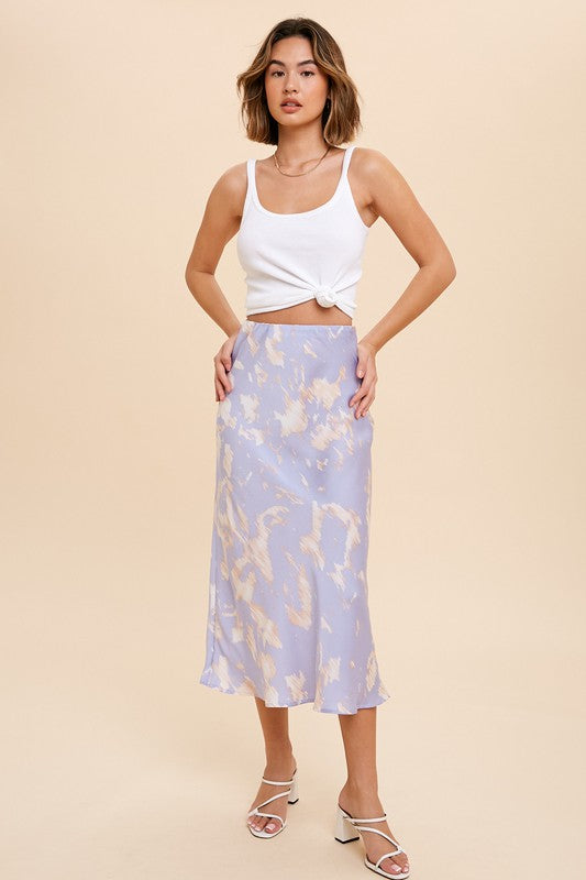 In Loom Bias Midi Skirt Abstract Print - Periwinkle