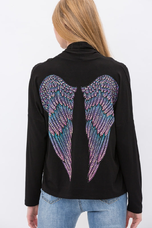 Vocal Lightweight Sweater Back Rhinestone Wings