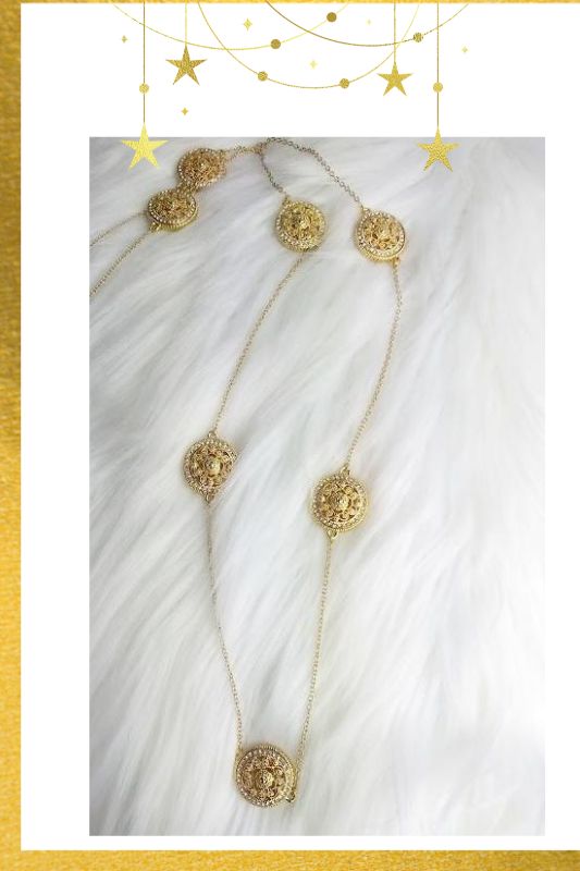 Gold/CZ Circles Chain Necklace