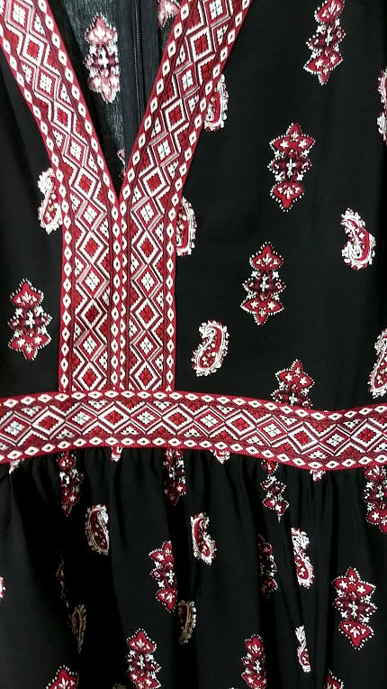 Lunik Paisley Black Bell Sleeve Dress