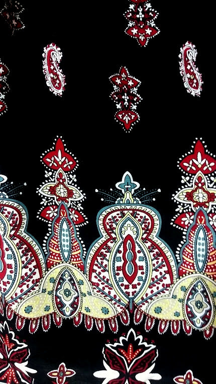 Lunik Paisley Black Bell Sleeve Dress