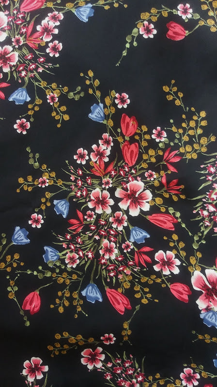 Gilli Floral Surplice Dress - Black