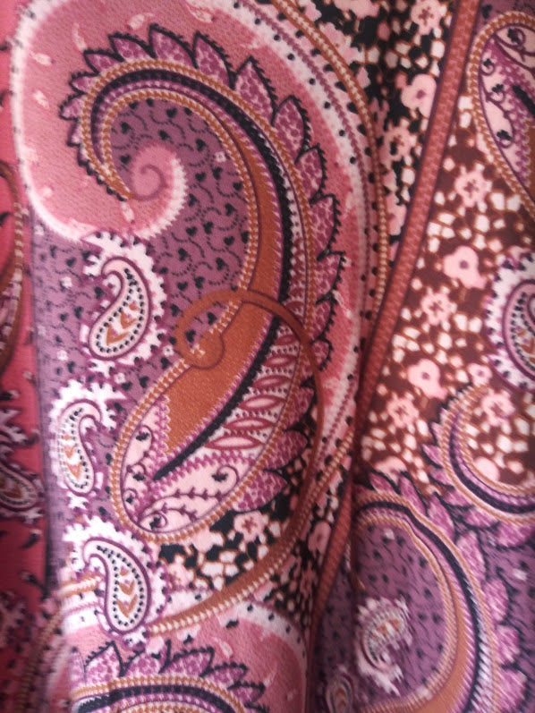 Christina Paisley Dress - Rust/Pink