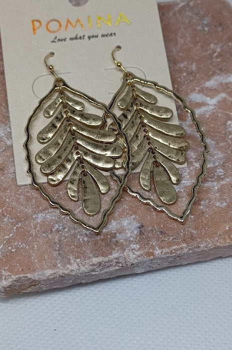 Gold Dangle Leaves Earrings
