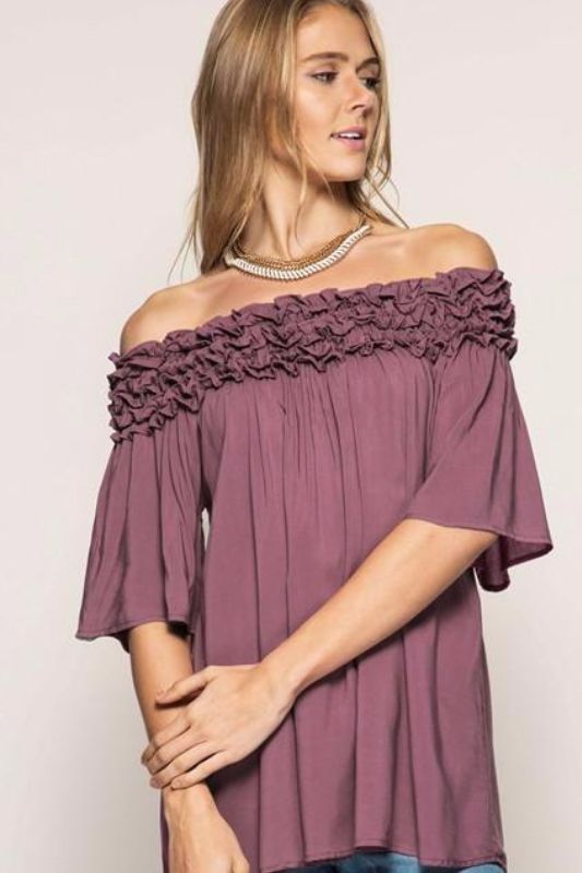 She + Sky Ruffle Me Up Blouse - Mauve
