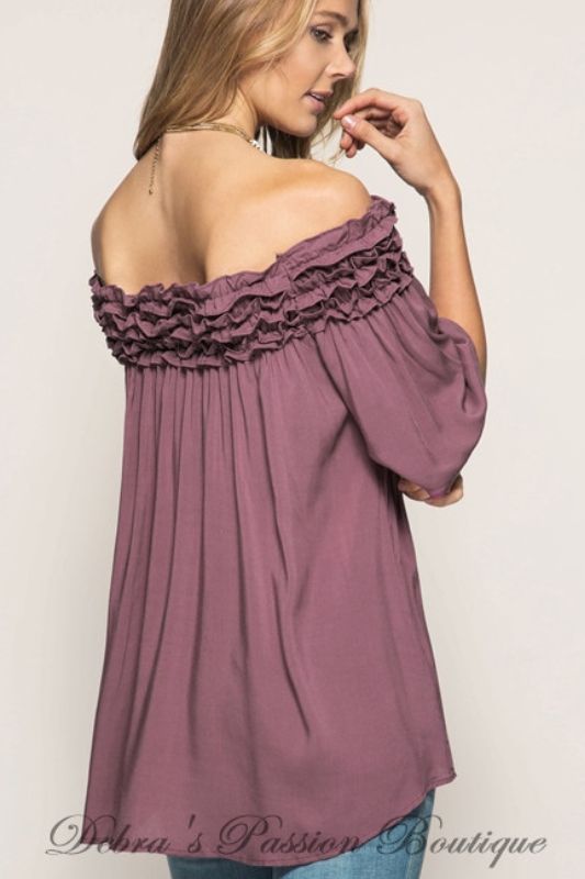She + Sky Ruffle Me Up Blouse - Mauve