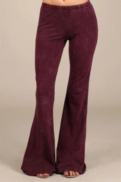 Chatoyant Mineral Wash Bell Bottom Soft Pants - Great Colors