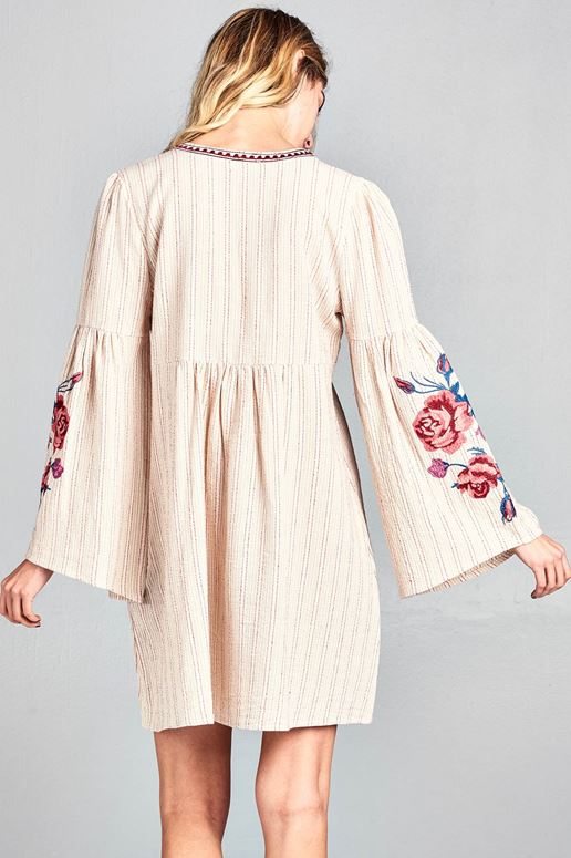 Cotton Bleu Boho Babydoll Dress - Taupe