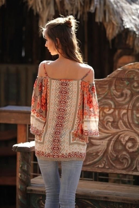 Angie Cold Shoulder Blouse - Khaki