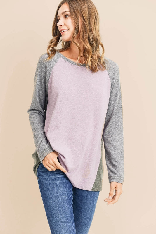 Hacci Brushed Comfy Sweater Top - H. Grey
