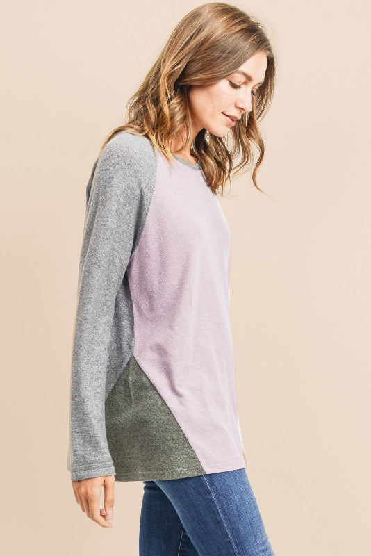 Hacci Brushed Comfy Sweater Top - H. Grey