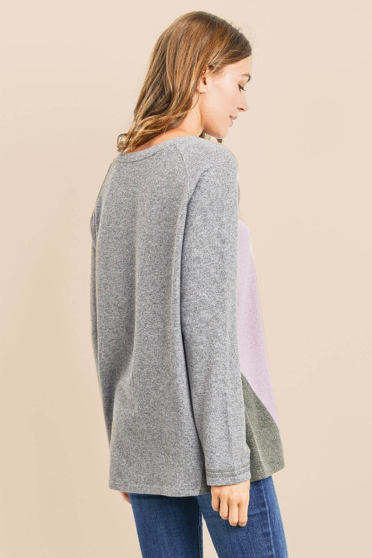 Hacci Brushed Comfy Sweater Top - H. Grey