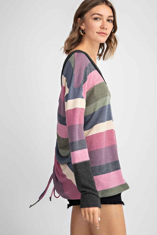 143 Stripe V Back Detail Top