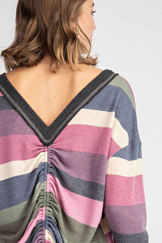 143 Stripe V Back Detail Top