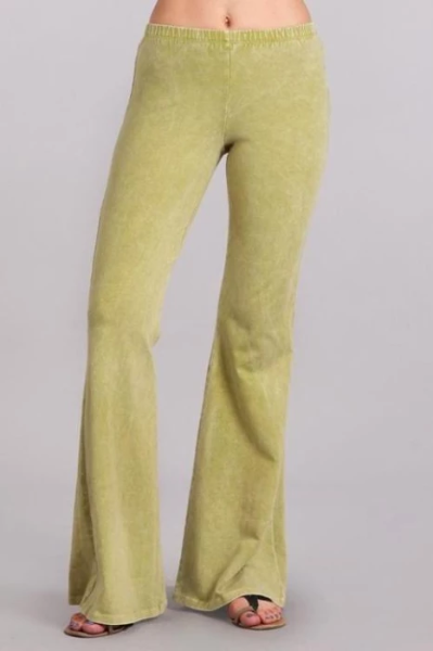 Chatoyant Mineral Wash Bell Bottom Soft Pants - Great Colors
