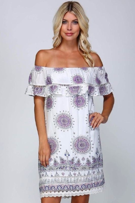 Mandala Medallion Cotton Sun Dress - Ivory