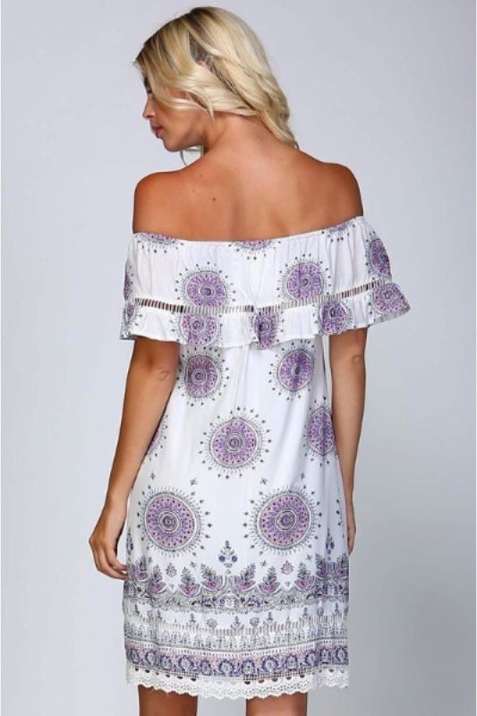 Mandala Medallion Cotton Sun Dress - Ivory