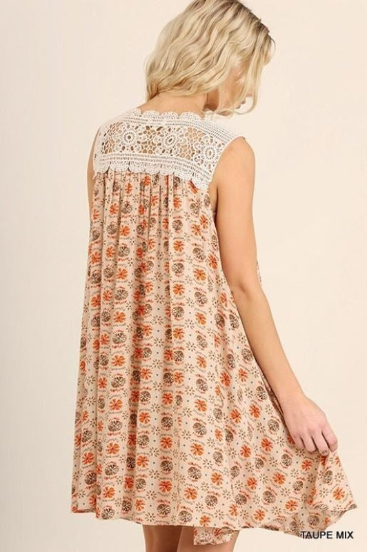 *SUMMER SALE Umgee Keyhole Swing Dress - Taupe Mix