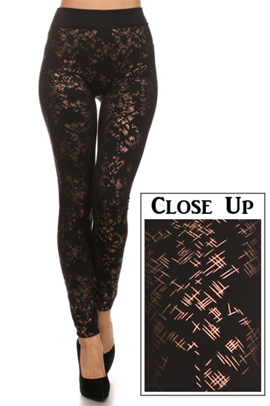 Yelete Fleece Party Leggings - Foil Print