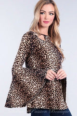 Cheetah Lady Bell Sleeves Blouse - Animal Print