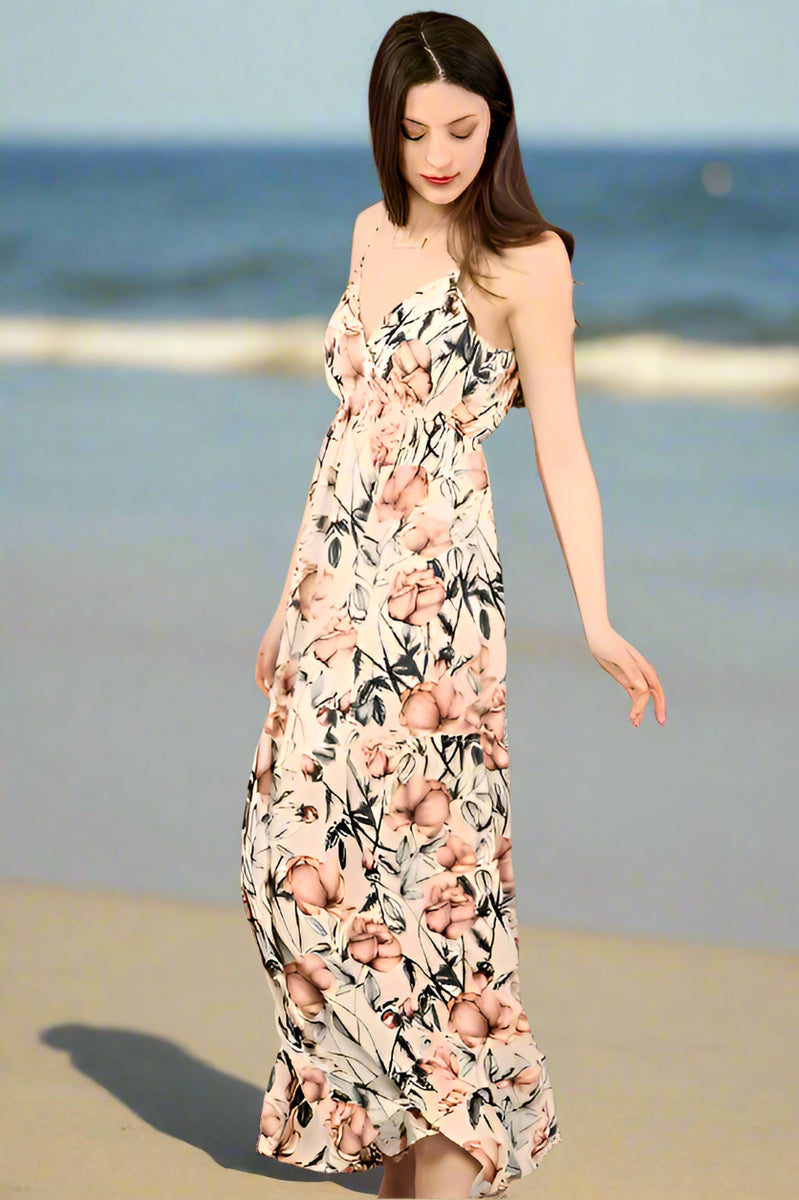 Peach Love Floral Tiered Maxi Dress - Cream Blue Debra's Passion Boutique Peach Love Floral Tiered Maxi Dress - Cream Blue Debra's Passion Boutique