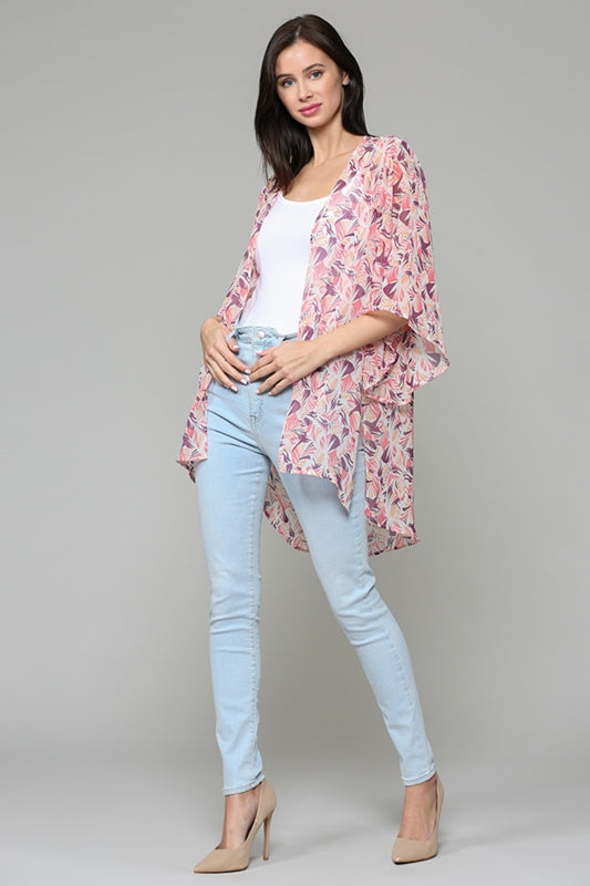 Keepsake Open Short Kimono Sleeves Cardigan - Pink