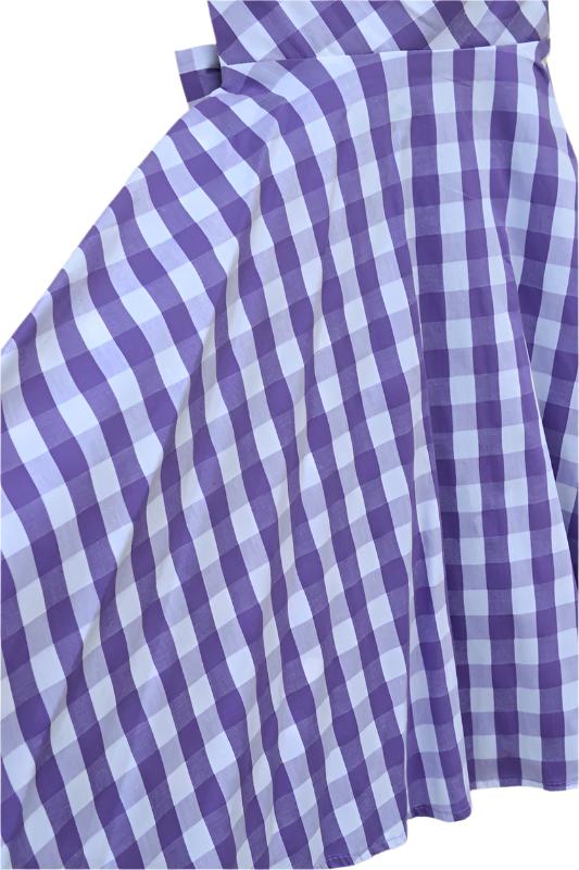 Rockabilly Gingham Tie Back Dress - Lilac