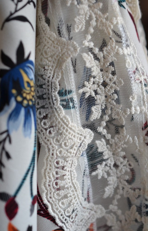 Floral Sunburst Lace Kimono - Ivory