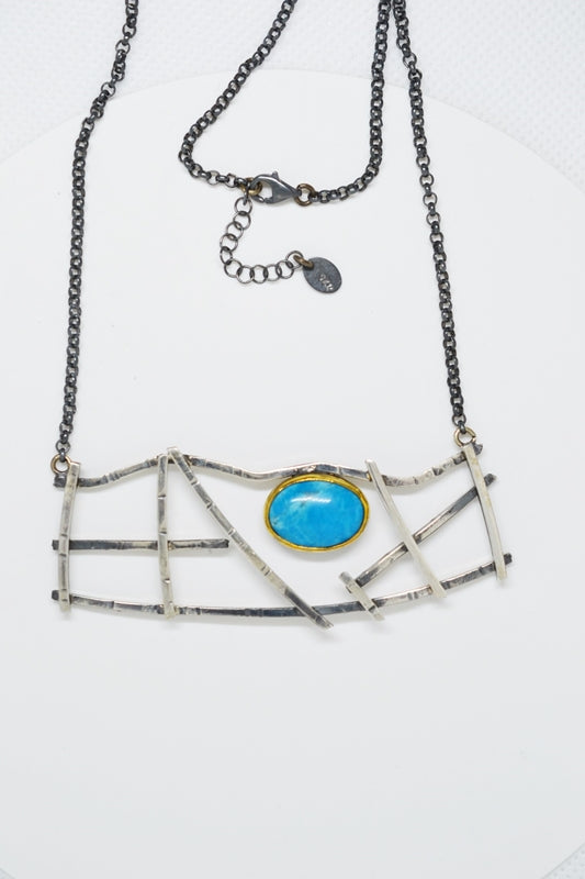 Sterling Silver Turquoise Statement Necklace