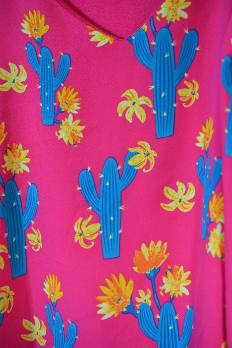Peach Love Cactus Swing Dress - Fuchsia