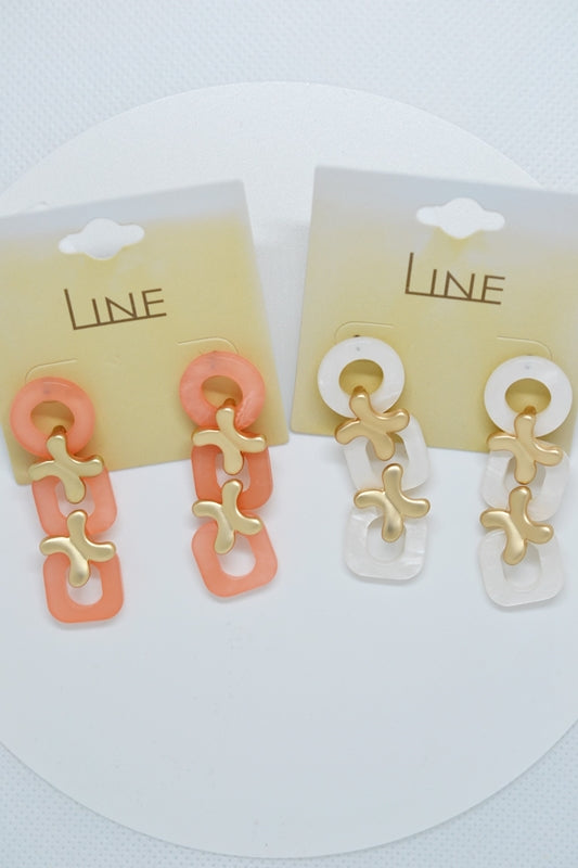 Link Resin Dangle Earrings Gold Matte