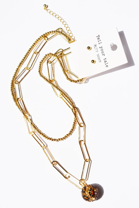 Leopard Ball Chain Layer Necklace Set