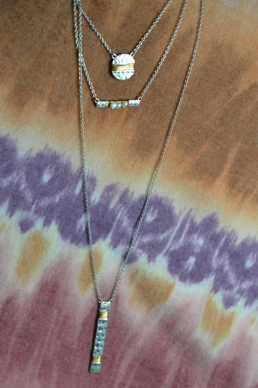 Silver/Gold Wire Wrap Layer Necklace Set
