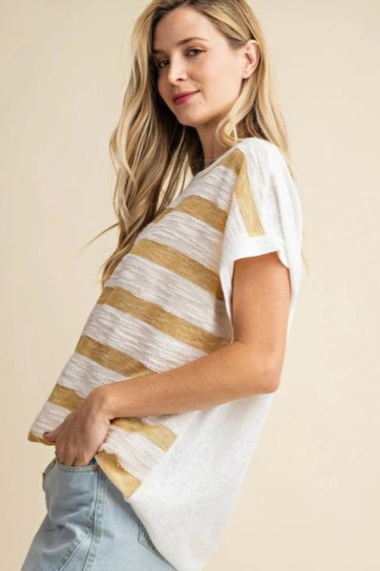 Kori Knit Textured Top - Mustard