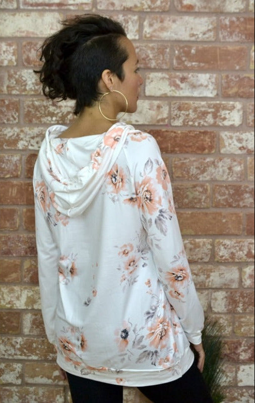 Lightweight Hoodie Pullover Top - Cream