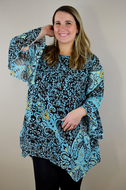 Lady Noiz Tunic - Aqua/ Brown