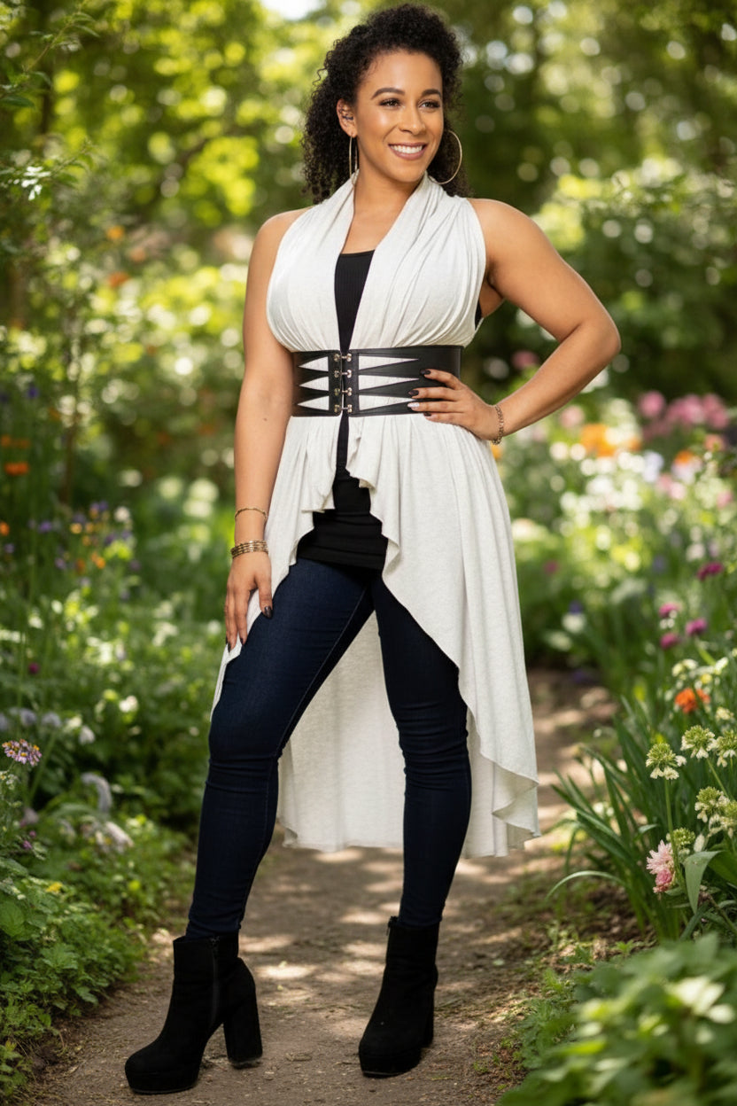 Shawl Dawls Long Hi Lo Shawl Vest - Ivory or Lime