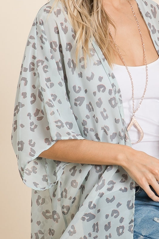 Lime N Chili Leopard Kimono - Mint