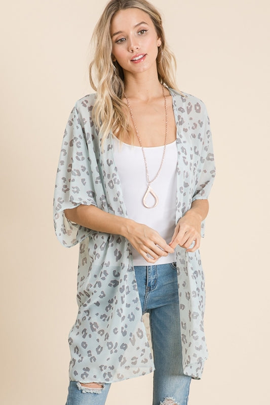 Lime N Chili Leopard Kimono - Mint